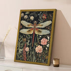 Framed Hand Drawn Sandstone Dragonfly Wall Art, Vintage 3D Textured Nature - Image 2