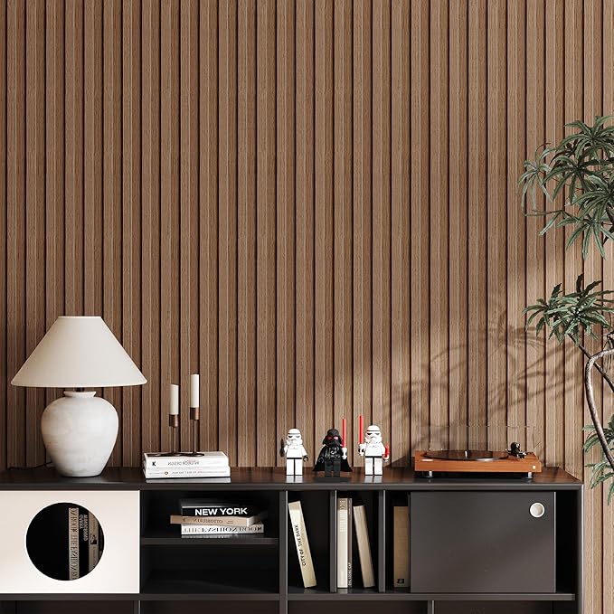 Peel and Stick PVC Slat Wall Panels, Wood Grain Self-Adhesive Soundproof - Image 2