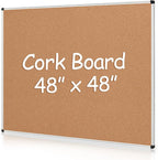 Extra Large Cork Bulletin Board 48" X 48", Wall Mounted Notice Pin Board by Justdowhatyouwanttodo