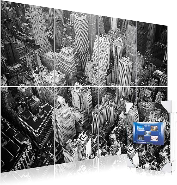 Mollywell Art Acoustic Panels 48x32x0.4 Inch, City Skyline |Sound Absorbing by Mollywell