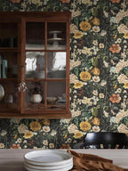 Livebor Floral Peel and Stick Wallpaper Black Floral Contact Paper 16.9"x118.1" - Image 9