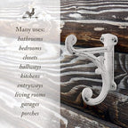 Rustic Cast Iron Coat Hooks Antique White, Wall Mounted, Farmhouse Decorative - Image 8