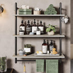 Bestier 3 Tier Industrial Pipe Shelving, Floating Book Shelves - Image 6