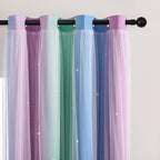 XiDi Curtains for Bedroom Decor, Rainbow Green PurpleBlue34/96/1 - Image 2
