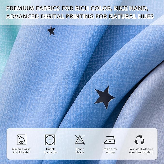 XiDi Blue Blackout Curtains for Boy Rooms Green Curtains for Bedroom Grey - Image 3