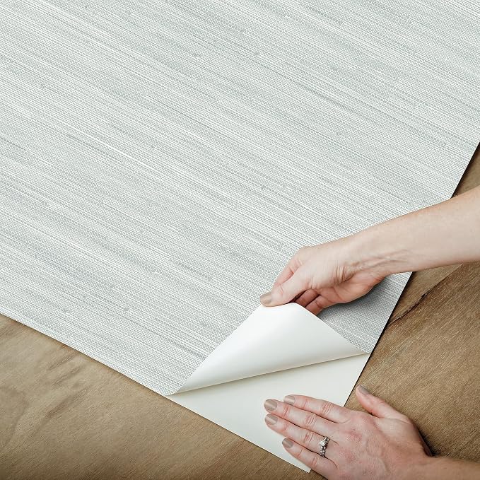 NuWallpaper x Social Social Whisper Blue Classic Faux Grasscloth Peel & Stick - Image 6
