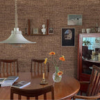 Brown Grasscloth Peel and Stick Wallpaper 17.3"x300" Faux Linen Textured - Image 3