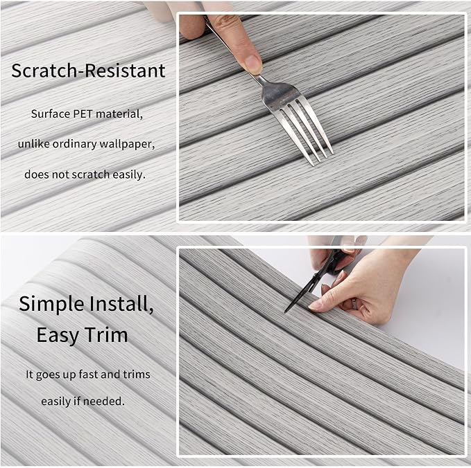 Haimin Wood Grain Slat Wall Panels Peel and Stick Faux Wood Thick Wallpaper - Image 6