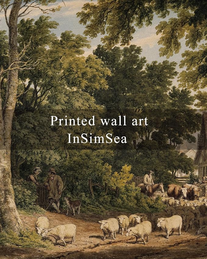 InSimSea Framed Canvas Wall Art Vintage Decor, Room Decor Classical Countryside - Image 5