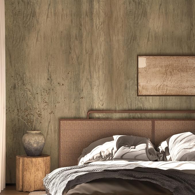 BOMENG Thick Brown Wood Contact Paper Peel and Stick Wallpaper Roll Self - Image 2