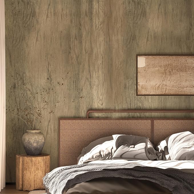 BOMENG 16"x354" Thick Brown Oak Wood Wallpaper Peel and Stick Wood Contact - Image 5