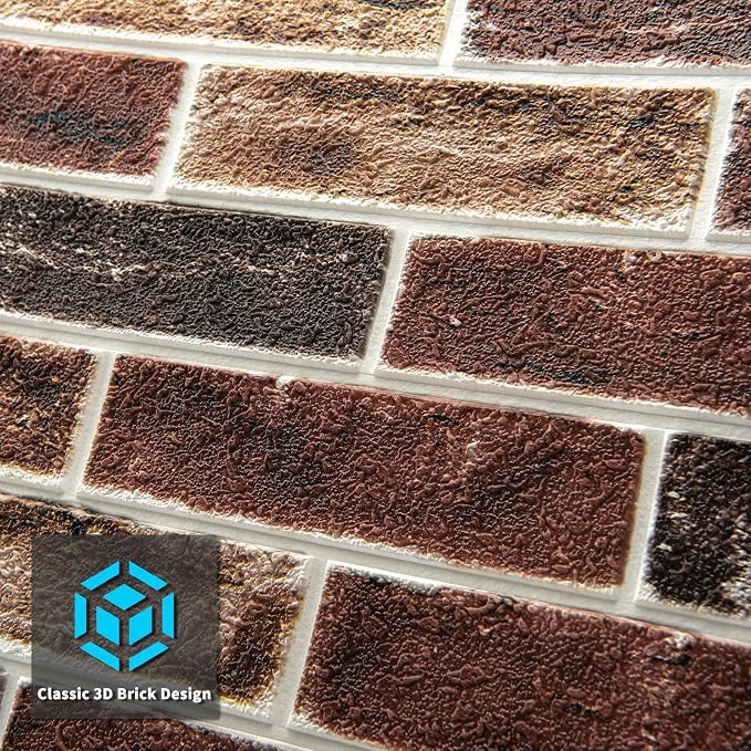 Art3d 10-Pack 52.5 Sq.Ft Faux Brick 3D Wall Panels Peel and Stick in Red Brown - Image 9