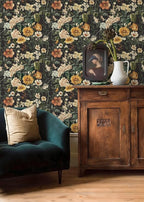 Livebor Floral Peel and Stick Wallpaper Black Floral Contact Paper 16.9"x118.1" - Image 7