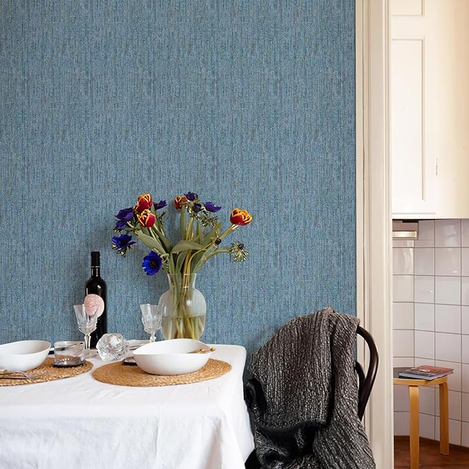 JiffDiff Woven Wallpaper Peel and Stick 17.3" x 120" Colorful Paint Grasscloth - Image 2