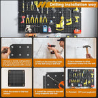 Peg Board, 6 Pack Black Peg Board Panels, 50lbs Load Capacity Each, Pegboard - Image 6