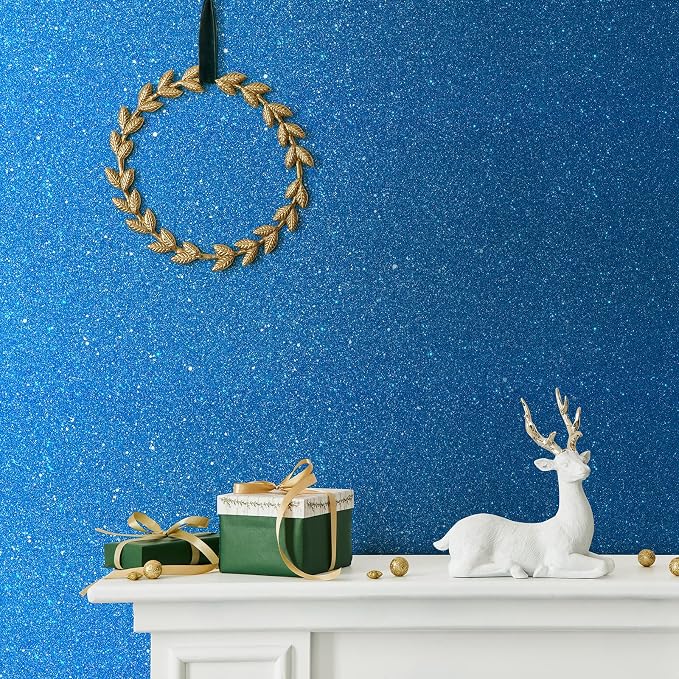 CHIHUT Sparkle Blue Glitter Wallpaper Stick and Peel 15.7''x100'' Self Adhesive - Image 2