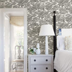 Chesapeake Black Spinney Toile Wallpaper, Strippable, 20.5 in x 33 ft - Image 2