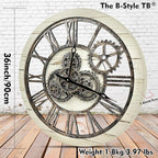 The B-Style Large Wall Clock 24 inch Moving Gear Wall Clock Oversized Vintage - Image 2