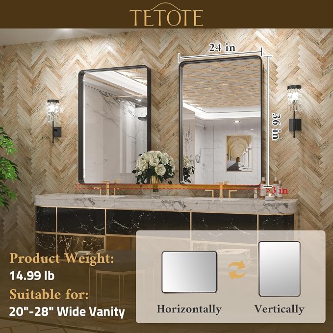 TETOTE 24 x 36 White Frame Mirror - Image 6