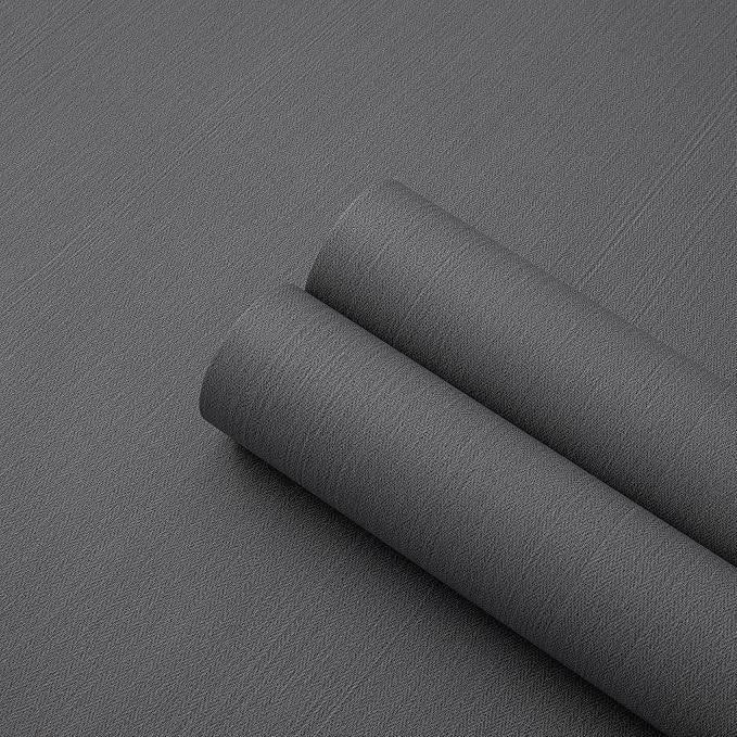 24"x393" Grey Grasscloth Peel and Stick Fabric Textured Contact Paper Linen - Image 5
