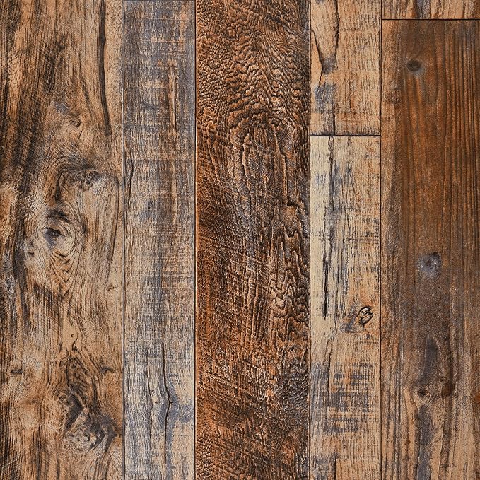WENMER 17.71" x 708" Brown Wood Wallpaper Peel and Stick Wallpaper Shiplap Self by WENMER