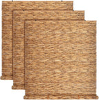 DoubleFill 3 Pcs Bamboo Shades Outdoor Reed Roll Up Blinds 48" W x 72" H by DoubleFill
