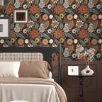 Rustic Boho Wallpaper Peel and Stick, Vintage Dark Brown Floral Contact Paper - Image 7