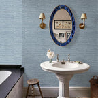 HueBurst Grasscloth Peel and Stick Wallpaper 17.3" x 394" Blue Textured - Image 6