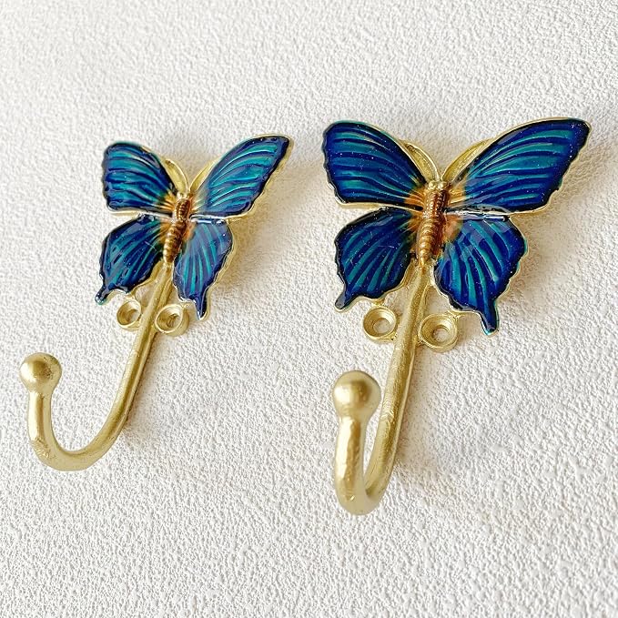 2 Pack Decorative Wall Hooks, Vintage Butterfly Shaped Metal Wall Hook - Image 3