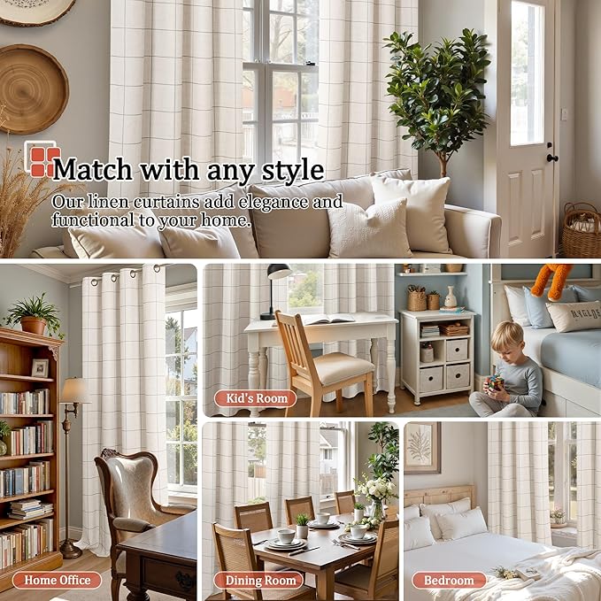 Lajode Grey Linen Blackout Curtains - Image 4