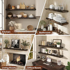 Floating Shelves Set of 2, Solid Elm Wood Wall Shelves 24 Inch - Image 6