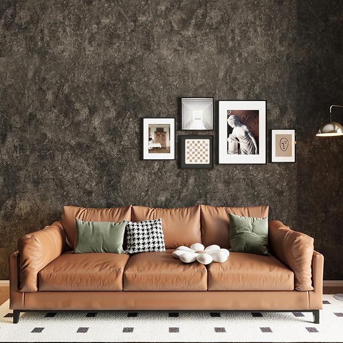 3yecao 16"×118" Thick Dark Tan Grey Concrete Wallpaper Peel and Stick Glossy - Image 3
