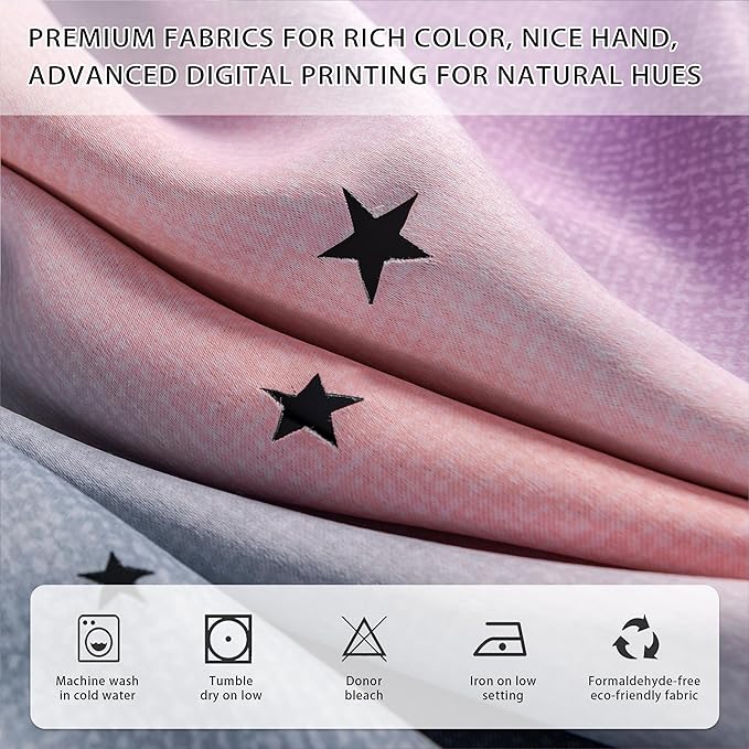XiDi Curtains for Bedroom Decor, Rainbow GreyPinkPu-52-45 - Image 6