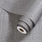 Grey Contact Paper Peel and Stick Wallpaper 32.8ft Pre-Pasted Grasscloth - Image 2