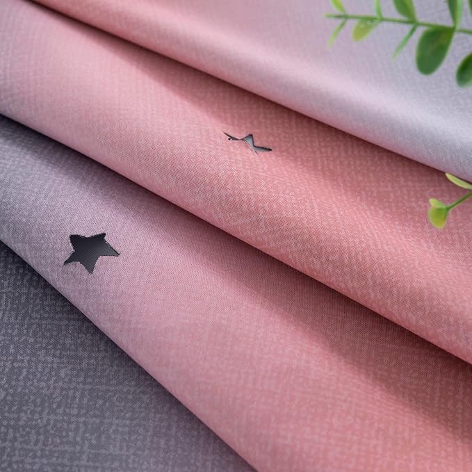 XiDi Curtains for Bedroom Decor, Rainbow Pink-Grey-52-45 - Image 5
