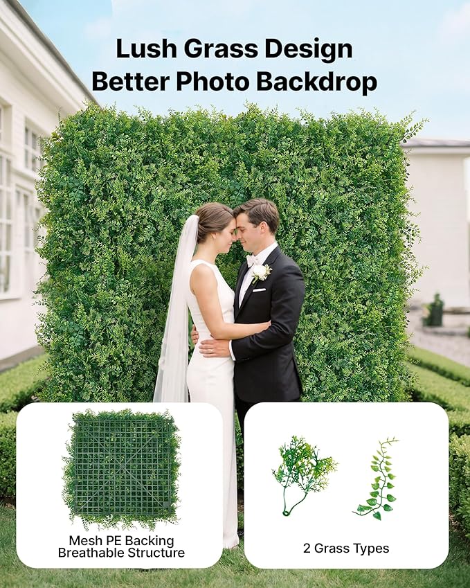 VEVOR Artificial Plant Wall, Sun Protection Greenery Backdrop Privacy Hedge - Image 2