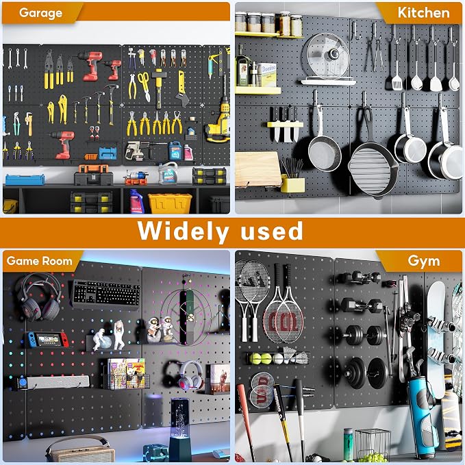 Peg Board, 8 Pack Black Peg Board Panels, 60lbs Load Capacity Each, Pegboard - Image 7