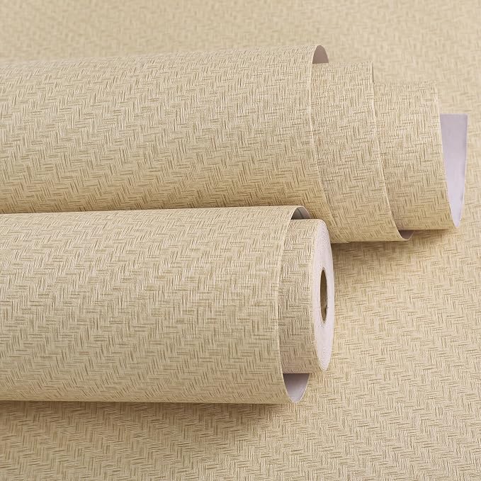 Haimin Fabric Wallpaper Textured Contact Paper Grasscloth Wallpaper Peel and - Image 7