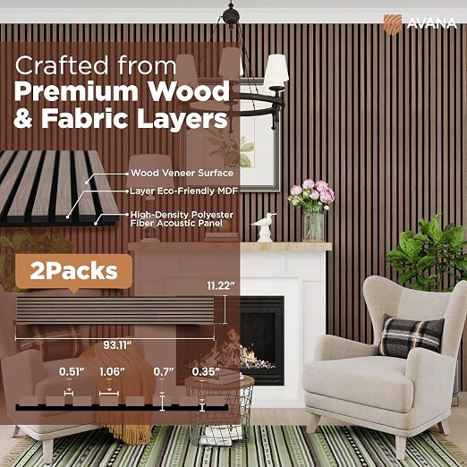 Avana Acoustic Wood Wall Panels – 93.2x11.25 Inch Panels – Fits 94x12 Layout – - Image 4