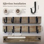 Cast Iron Spike Hooks Mounted on Two Natural Hardwood Boards Decorative - Image 3