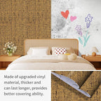 15.75"x393.7" Brown Wallpaper Peel and Stick Removable Grasscloth Textured Wall - Image 8
