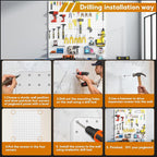 Peg Board, Total 32” x 32”, 4 Pack White Peg Board Panels, 50lbs Load Capacity - Image 3