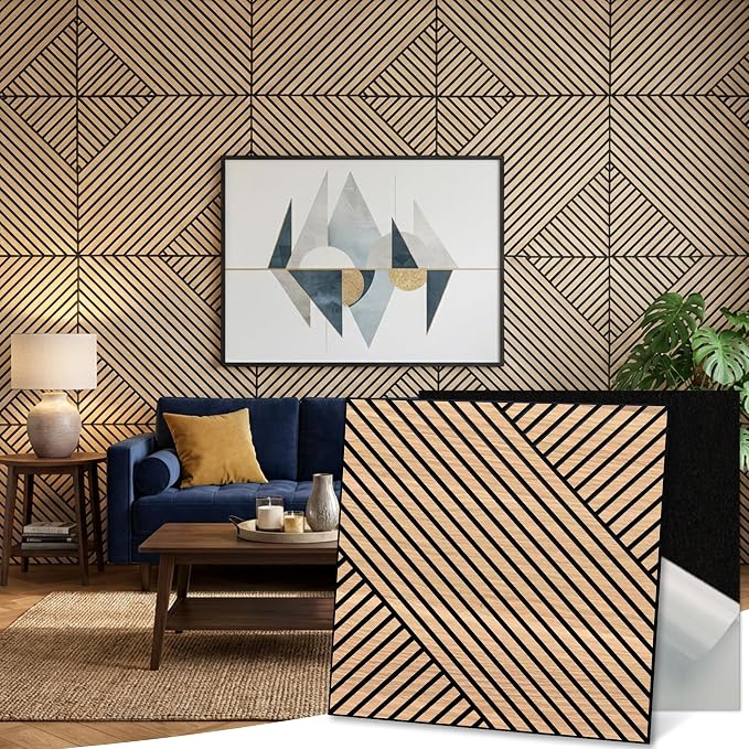 Mollywell Art Acoustic Wall Panels, 24x24 Inch 8 Pack, Wood Veneer, Sound by Mollywell
