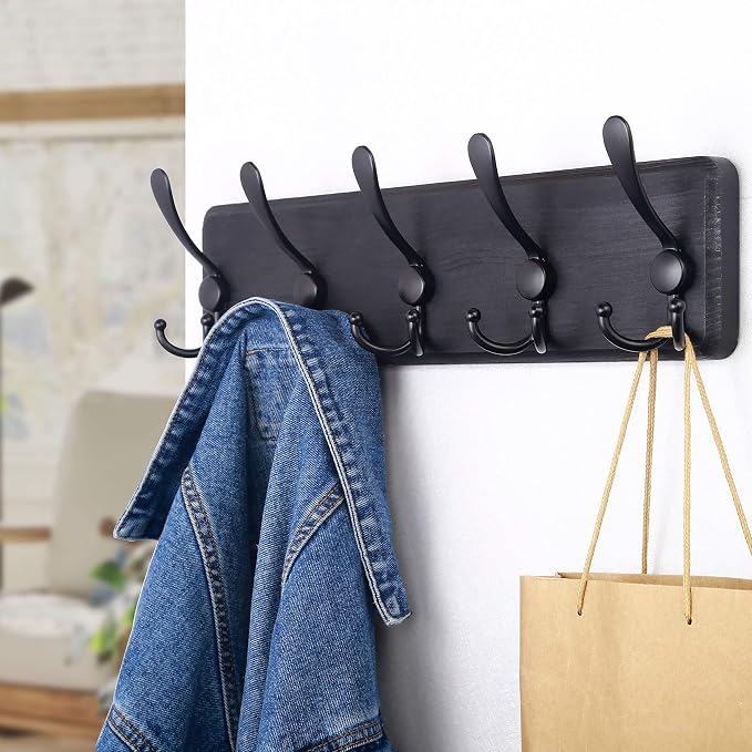 SKOLOO Rustic Wall Mounted Coat Rack: 16" Stud Spacing, Pine Real Wood Plank - Image 3