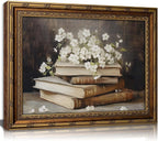 Vintage Gold Framed Wall Art Retro Moody Books and Flowers Oil Painting Canvas by DQUCWDKVintagegoldframedwallart