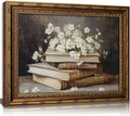 Vintage Gold Framed Wall Art Retro Moody Books and Flowers Oil Painting Canvas by DQUCWDKVintagegoldframedwallart