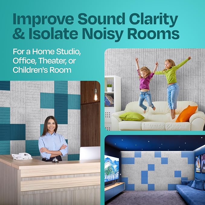 Acoustic Panels 12-Pack Soundproof Wall Panels 12"x12"x0.4" Decorative Sound - Image 7