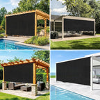 8'W x 6'H Black Patio Shades Roll up Outdoor Roller Shade Crank Wand Blind - Image 5