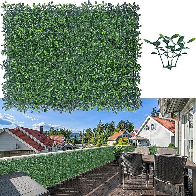 ODTORY Artificial Boxwood Hedge Wall Panels, 24 X 16 in 12P UV-Anti Faux by ODTORYHOME