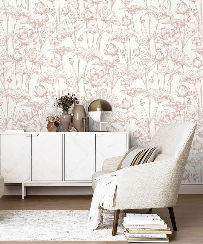 Timeet Floral Peel and Stick Wallpaper White and Pink Vintage Contact Paper 16" - Image 8